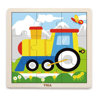 Puzzle sur un bloc de 9 éléments - Le train