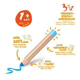 Carioca Baby - Crayons 3 en 1 + Taille-crayon