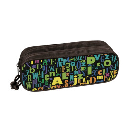 Trousse double zip Lettrage Noir