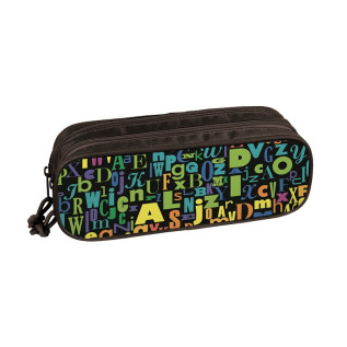 Trousse double zip Lettrage Noir