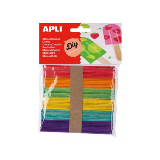 Sachet 50 battons en bois couleurs assorties