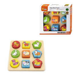 Puzzles de blocs de forme - les animaux de la ferme en bois