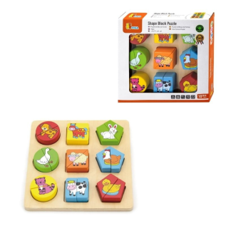 Puzzles de blocs de forme - les animaux de la ferme en bois