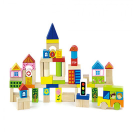 La Ville - Lot de 75 pièces en bois (3cm)