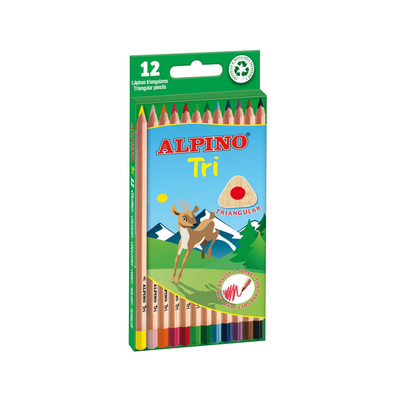 Alpino Tri Boite 12 crayons triangulaires